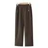 Pantalones de pana gruesa de pierna recta estilo mom para mujer, nuevos de otoño e invierno, color liso, superficie lisa, versión estrecha, pantalones de pierna ancha para mujer