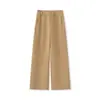 Pantalones casuales de pierna ancha color caqui para mujer, nueva colección de principios de otoño 2026, de cintura alta, que favorecen la figura, con una caída fluida y un diseño de pierna recta