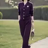 Traje Casual de Moda 2026 Nuevo Conjunto de Dos Piezas de Suéter Cardigan Elegante y Pantalones de Cintura Elástica con Insignia