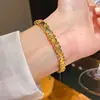 Pulsera de Zirconia Estampada Iris Bañada en Oro Real de 18 Quilates Pulsera de Moda Retro de Nicho Joyería de Lujo Ligero de Alta Gama
