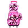 Nueva Lindo Carrito Escolar para Estudiantes de Primaria Grados 3~6 Set de Tres Piezas de Dibujos Animados Mochila Escolar de Dos Ruedas Seis Ruedas para Niños Lista para la Venta