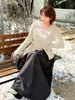 Suéter Inno para Mujer Tallas Grandes Estilo Francés Cuello en V Cruzado Invierno Rojo Estilo Año Nuevo Ajustado Camisa Base 433916