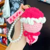 Hilo de Lana Tejido Ramo de Flores Simuladas Llavero Colgante Flor de Rosa Linda Día del Maestro Regalo de Cumpleaños Venta al por Mayor