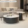 Mesa de centro redonda minimalista em ardósia para sala de estar, adequada para apartamentos pequenos, moderna e simples, luxo leve, sensação de alta qualidade, novo modelo 2006