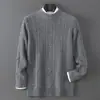 Novo Suéter 100% Lã Pura Outono/Inverno 2026 Masculino Gola Alta Meia Pulôver Tricô Espesso Solto Camada Base Casual Tricô