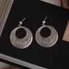 Placa de Incienso Repelente de Mosquitos Estilo Étnico Vintage Pendiente de Clip Sin Agujeros en las Orejas Pendientes de Anillo Grande Exagerados para Mujer Plata Europea y Americana Pendientes Nuevos