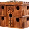 Juego de Casa para Pájaros de Madera para Exteriores - Casa Grande para Pájaros de 9 Habitaciones, Madera de Pino Carbonizada con Acabado Antiguo