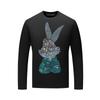 Camiseta de manga larga para hombre ins moderna con diamantes de imitación conejo todo-partido ropa marca de moda trendy para hombre talla grande camiseta otoño corte ajustado