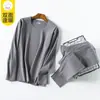 Traje térmico de terciopelo para hombre con forro polar engrosado para otoño e invierno, ropa interior larga sin costuras para hombre
