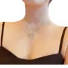 Collar de plata para mujer cadena de clavícula de plata S925 candado de vida larga lindo joyería de plata joyería con letras de campana candado de seguridad personalizado