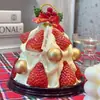 Caja Navideña para Pastel de 4 Pulgadas Caja para Postre Empaque Navideño de Árbol de Navidad Redonda Elevada Decoración de Regalo Adorno Horneado