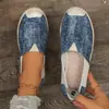 Zapatos Casuales de Verano para Mujer, Estilo Nuevo, Patchwork de Mezclilla, Suela Plana, Suelas Suaves y Cómodos, Slip-On