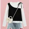Estiloso Estilo Coreano Meninas Primavera/Outono Novo Design Sensação Duas Peças Falsas Manga Longa Calça Jeans Fashionable Conjunto de Duas Peças