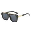 Gafas de Sol Retro de Doble Puente Transfronterizas para Hombre, Moda Europea y Americana, Montura Cuadrada Versátil de Metal, Gafas de Sol Modernas para Mujer Uv400