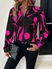 2024 Amazon Europa y América Transfronterizo deseo Comercio Exterior Camisa con Estampado para Mujer Cuello en V Casual Manga Larga Holgada