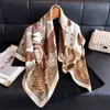 Pañuelo Cuadrado Grande de Seda Oblicua Estilo Británico 90 Estampado de Cebra Seda Moda Bufanda Chal Versátil