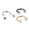 Labio de diente interno en forma de C transfronterizo, labio de herradura de acero inoxidable galvanizado para uñas, calibre 16, perforación, rosca interna, circonita, anillo para el hueso de la oreja, aretes