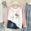 Camiseta nueva de algodón puro para niña, manga larga, primavera/otoño 2026, top de bloques de color con dobladillo curvo, dulce y elegante, ropa infantil estilo Ins