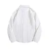 Camisa de Manga Larga con Textura 3D para Hombre, Nuevo Estilo Primavera y Otoño, Camisa Rayada Casual de Corte Amplio Única, Top Vintage de Alta Gama