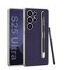 Explosivo para Samsung s25ultra Estuche de Teléfono de Laca Metálica y Cuero Liso con Ranura para Bolígrafo Adherida Resistente a Caídas Creativo Estuche de Cuero de Color Sólido