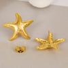 Pendientes de estrella de mar de playa de moda transfronteriza de acero inoxidable 304, pendientes sencillos y versátiles, pendientes de oro de 18 quilates al vacío en stock