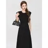 Vestido Cintura Apertada Estilo Hepburn Vestido Feminino Verão 2025 Temperamento de Alto Padrão Vestido Longo Emagrecedor Sem Mangas Saia Colete
