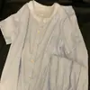 Pijama de Encaje de Alta Gama con Rayas Azules para Mujer, Conjunto de Dos Piezas de Verano con Camiseta de Manga Corta y Shorts, Ropa Casual para el Hogar para Mujer