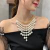 Colar Flor de Pérola e Diamante Banhado a Ouro Real Moda de Nicho Corrente para Clavícula Versátil Elegante Luxo Leve Joias de Alta Qualidade