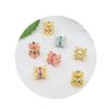 Accesorios para Joyería DIY Zirconia Microincrustada Hueca Forma de Cintura Pequeña Flor de Colores de Doble Cara Cuentas Espaciadoras Corindón Rojo Cuenta de la Fortuna