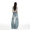 26 Jeans Novos para Outono/Inverno, Resistentes, Lavados, Corte Curvo, Sem Elasticidade, Cintura Baixa, Soltos, Perna Larga, para Mulheres, Calça Jeans Longa