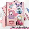 Caderno de Couro Estilo Desenho Animado A5 Novo, Caderno de Páginas Coloridas Gatinho Fofo, Diário para Meninas, Jornal