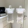 Serie Sensación de Piel Natural Tencel Lana Diseño de Cuello en U Grande Chica Atrevida Ajustado al Cuerpo Ceñidor de Cintura Camiseta Versátil