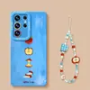 Capa de Celular de Verão Maçã Azul Adequada para Samsung S26 Silicone S25/24Ultra Cordão S23+ Capa de Alta Qualidade