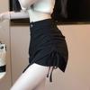 Falda Negra Irregular de Corte A para Mujer, Nueva Falda Corta Primavera 2025, Cintura Alta que se Ajusta a la Cadera, Pantalón-Falda, Falda