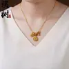 Colar Bússola Trevo Banhado a Ouro com Diamantes, Nova Bússola Estilo Chinês Corrente de Clavícula com Mantra de Seis Palavras, Toque de Luxo Leve e de Alta Qualidade