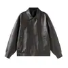 Chaqueta de cuero vintage para motocicleta con relieve de piel de vaca simulada de alambre metálico, chaqueta de cuero de talla grande para hombre de otoño