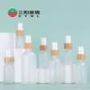 Botella rociadora de bambú y madera de 5 ml a 100 ml, botella rociadora a presión humectante para tónico, botella vacía para maquillaje de viaje.