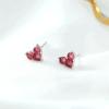 Dulce Amor Rubí Aretes de Corazón de Durazno para Mujer Elegantes Coreanos Simples Aretes en Forma de Corazón Joyería para la Oreja Venta al por Mayor