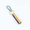 Llavero de Cuerda para Saltar Colorida de 15 cm Anillo Metálico de 3 cm Nudo de Maíz Cuadrado Cuerda Decorativa Tejida a Mano DIY