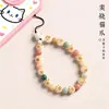 Raíz de Bodhi Cuentas Redondas Gato Asado Carbón Uña de Gato Lanyard para Teléfono Móvil para Mujeres Exquisito y Lindo Gato de la Suerte Corto para Muñeca Colgante Antiperdida Venta al por Mayor