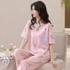 Fabricantes diretos novo pijama verão feminino conjunto lazer roupa de casa 32 justo 100 algodão 150 gramas