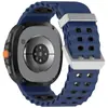 Adequado para Samsung Galaxy Watch8/8Classic Pulseira de Silicone Marinha Fivela Prateada Pulseira de Pulso Bicolor Respirável
