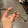 Nuevas Gafas de Prescripción Doradas Unisex de Negocios Perforadas sin Montura de Titanio Puro Ultraligeras con Montura Estrecha