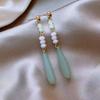 Nuevos Pendientes Largos con Borlas de Jade Nuevo Estilo Chino Elegantes de Lujo Pendientes Colgantes de Gama Alta Pendientes Largos Distintivos