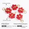 Yuhui Accesorios para Joyería DIY Transfronterizos Colgante de Acero Inoxidable con Flor de Goteo de Aceite Incrustaciones de Pedrería Corazón Chapado en Oro Real Accesorios DIY