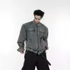Chaqueta vaquera corta acolchada de estilo americano para hombre, de alta gama, elegante, moderna, de corte limpio, con cuello mao