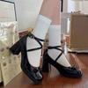 Diseño Nicho Tacón Grueso Correa Zapatos de Tacón Alto Primavera y Verano Nuevo Retro Francés Elegante Mary Jane Zapatos Pequeños de Cuero