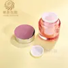 Conjunto de cuidados com a pele cilíndrico em estoque, frascos de vidro 30-120ml para loção, frascos transparentes, potes para creme com fundo espesso 30g 50g