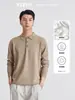 También, Camisa de Punto con Cuello Polo de Lyocell para Hombre Otoño Color Sólido Holgada para el Trabajo Sencilla Suéter Top de Manga Larga