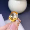 Anel de Casamento Colorido Feminino Popular de Venda Quente Transfronteiriço Joia 925 Prata Incrustado Anel de Citrino Natural Anel de Casamento